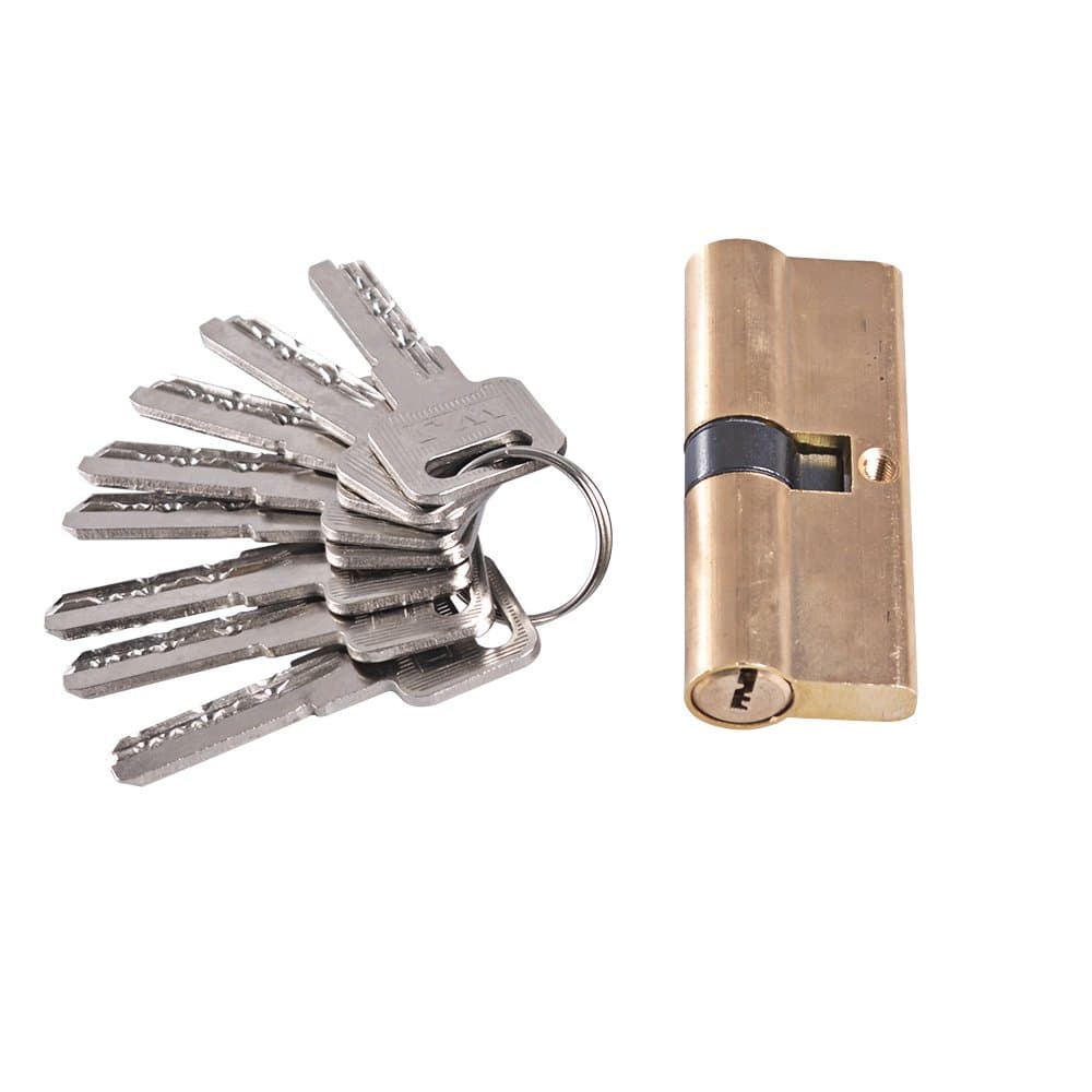 Ewead, 80mm Thumb Turn Euro Profile Cylinder Barrel Lock Brass Satin Nickel Finish with 8 Keys