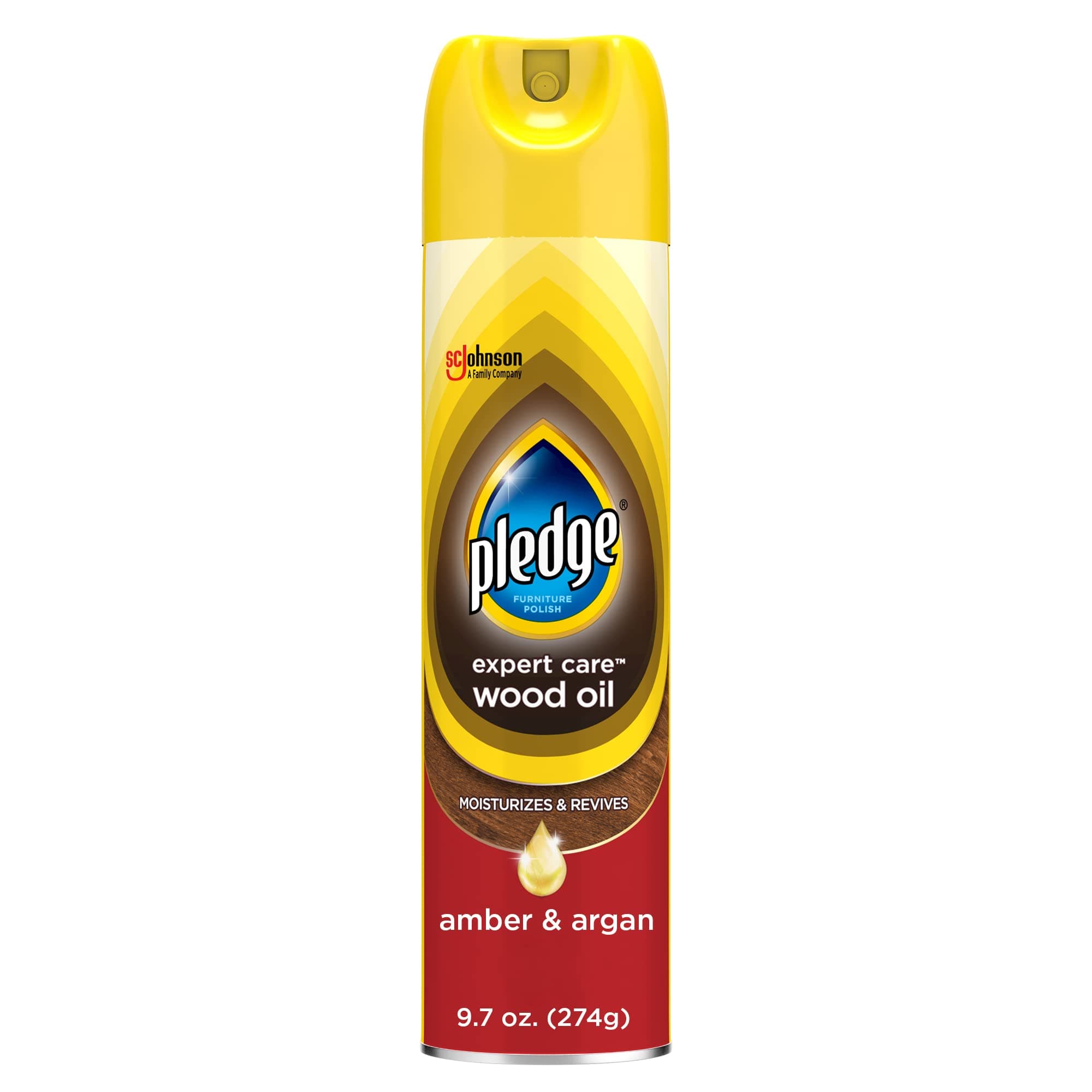 Pledge Moisturizing Oil Spray, Amber & Argan Scent, Nourishes, Protects and Revitalizes Furniture, 9.7 oz