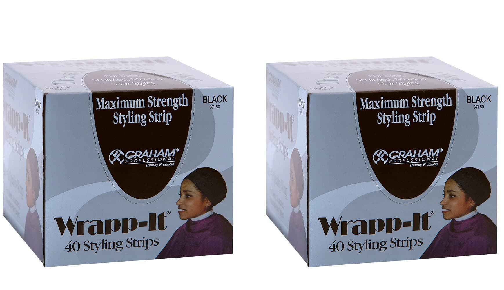 Wrapp-it Styling Strips for Natural Hair Wrap and Molded Styles by Graham Beauty (40 Strips), 2-PACK