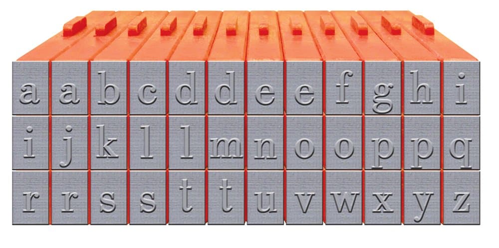 Mason Row XL-58007 36-Piece Lowercase Alphabet Clickable Bodoni Font Stamp Set