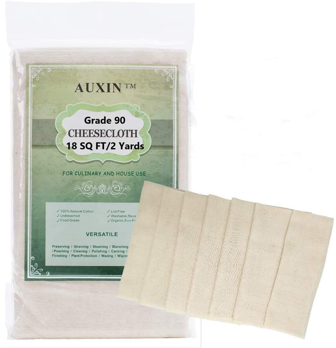 Cheesecloth 【Grade 90】【18 Sq Feet】,100% Cotton Reusable Produce Bags[Unbleached],Nut Milk Bag,Cheesecloth Strainer Bag,Pressing Cloth[Food Grade] (1)