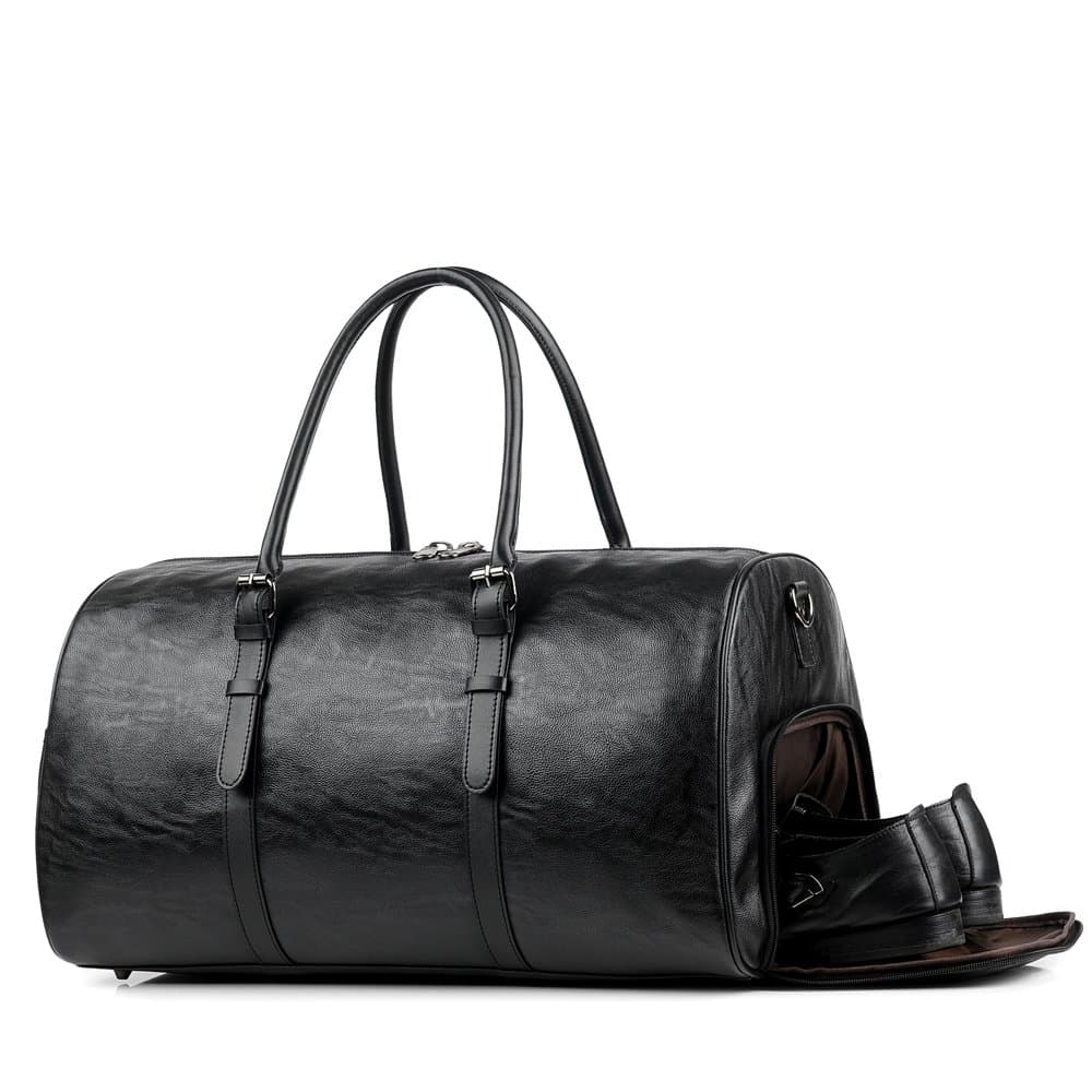 Gym Bag For Men Leather Travel Weekender Duffel Bag With Shoe Compartment