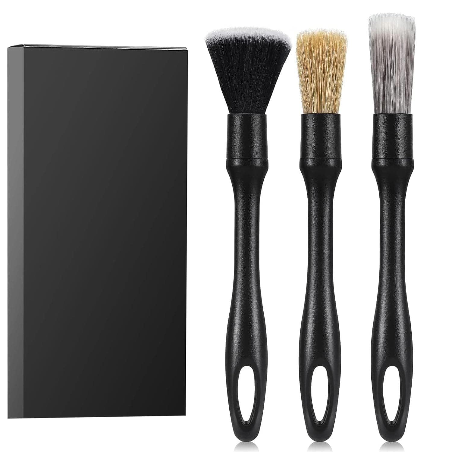 Joyzzz Car Detailing Brush Set, 3 Pcs Auto Car Interior Cleaning Brush, Leather Seats, Car Detailing Brushes for Cleaning Interior or Exterior, Wheels, Emblems, Engine Bay, Dashboard, Air Vents