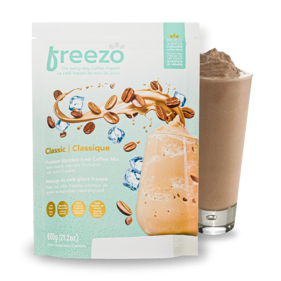 Freezochino Classic Iced Coffee Frappe Latte, 255 Cal, 1.3 Lb (1 Bag), Makes 8-10 servings, Powdered Instant Coffee Drink Mix, Serve Cold, Makes Blended Frappe Drinks