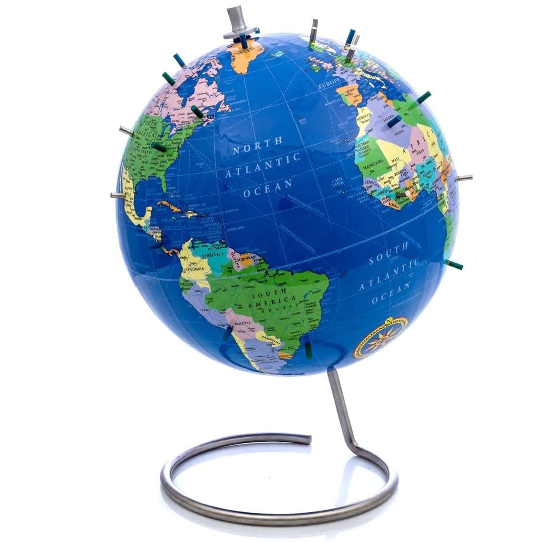 Bullseye Office Durable, Strong Magnetic World Globe, 10" Magnetic Standing Sphere for Office Desk or Classroom, Perfect Geography Globe with Stand for Home Decoration and Education