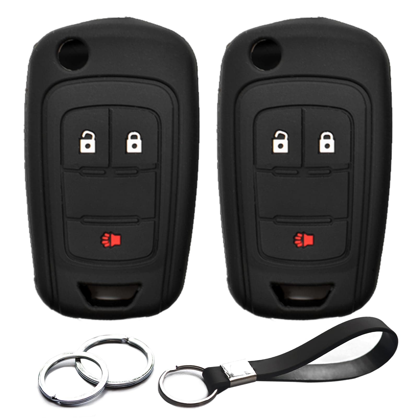 2pcs Compatible with Buick Regal Lacrosse Encore Allure Chevy Chevrolet Equinox Orlando Sonic Spark Trax GMC Terrain Key Fob Cover Case Key Chain Protector Holder