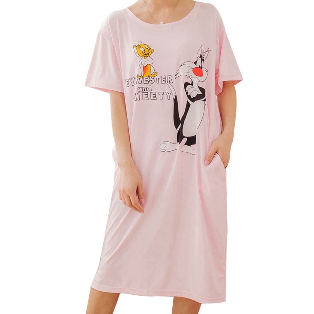 ELAEL Women's Night Shirt Looney Toones Cartoon Sleep Tee One Size Fits Most