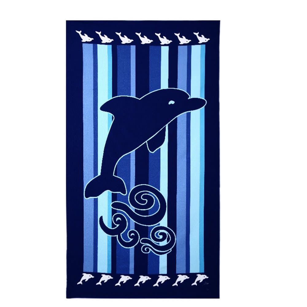 INIZI Beach Towel_39.4 * 70.9" Extra Large Microfiber Towel for Bath Swim Beach Chair Cover Dolphins Printed