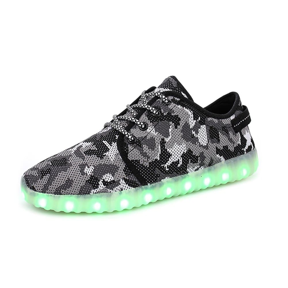 Tolln Camouflage Styles Led Shoes for Big Kids Teen Boys Girls Light Up Fashion Sneakers (Little Kids US 13.5 / EU 31, Camo Grey)