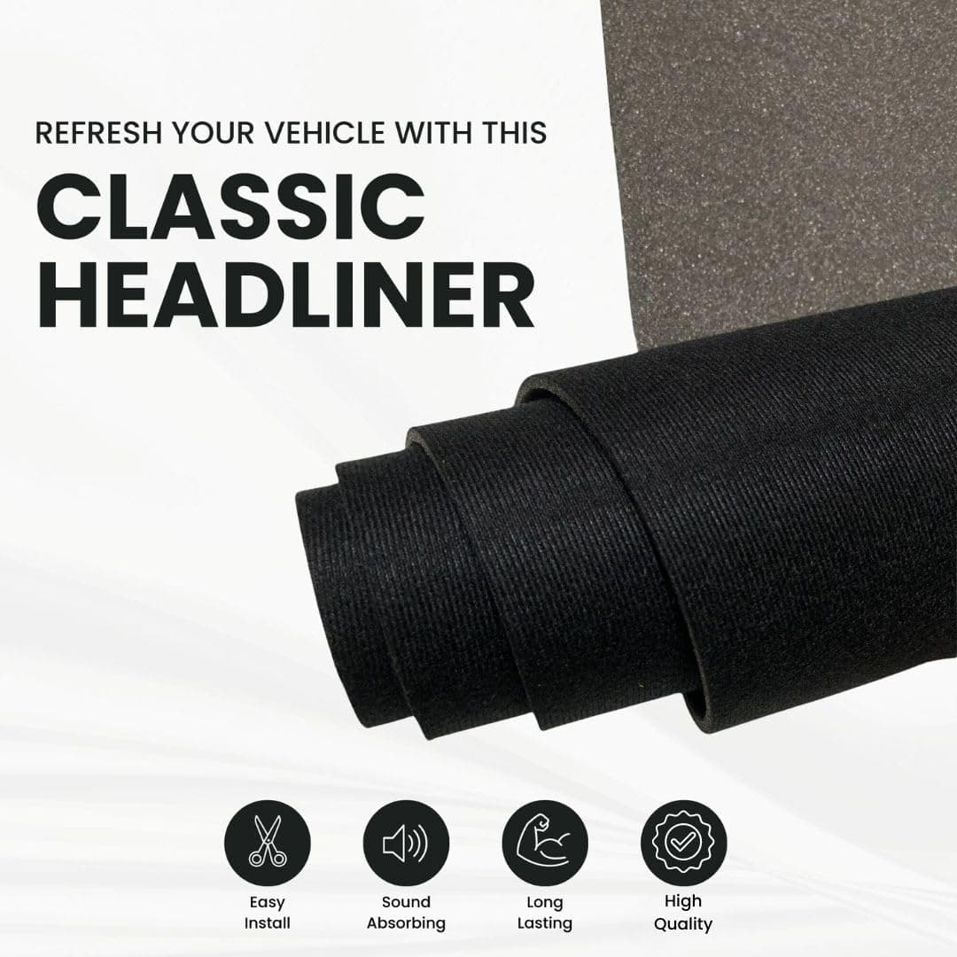 Headliner Fabric with Foam Backing - Automotive Roof Replacement Headliner Material for Car, SUV, Pickup, RV Interior Repair DIY 60"x85" (Grey)