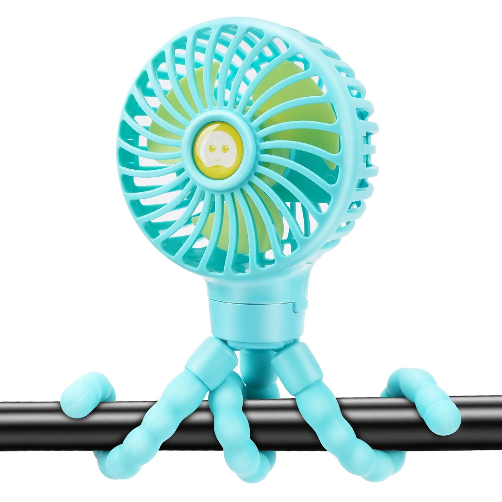 Portable Pram Fan, Rechargeable Small Mini Clip on Fan, 2500 mAh 3 Speed 360° Rotate with Flexible Tripod Handheld Desk Fans for Stroller, Car Seat Crib Treadmill Travel outdoor Blue