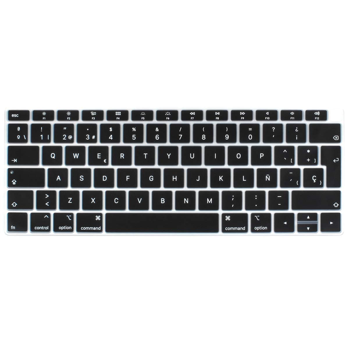 Batianda Spanish ESP Ultrathin Waterproof Silicone Keyboard Cover Skin for New MacBook Air 13 inch 2019 2018 with Touch ID Model:A1932 (Black)