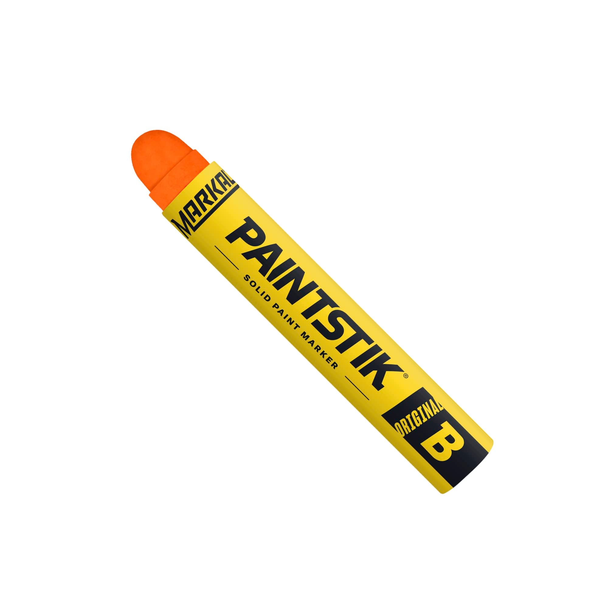 Markal 82834- Paintstik Original B Solid Paint Marker- Works on Rough, Rusty, Smooth, or Dirty Surfaces, Weather and UV-Resistant, Fluorescent Orange (Pack of 12)Made in USA