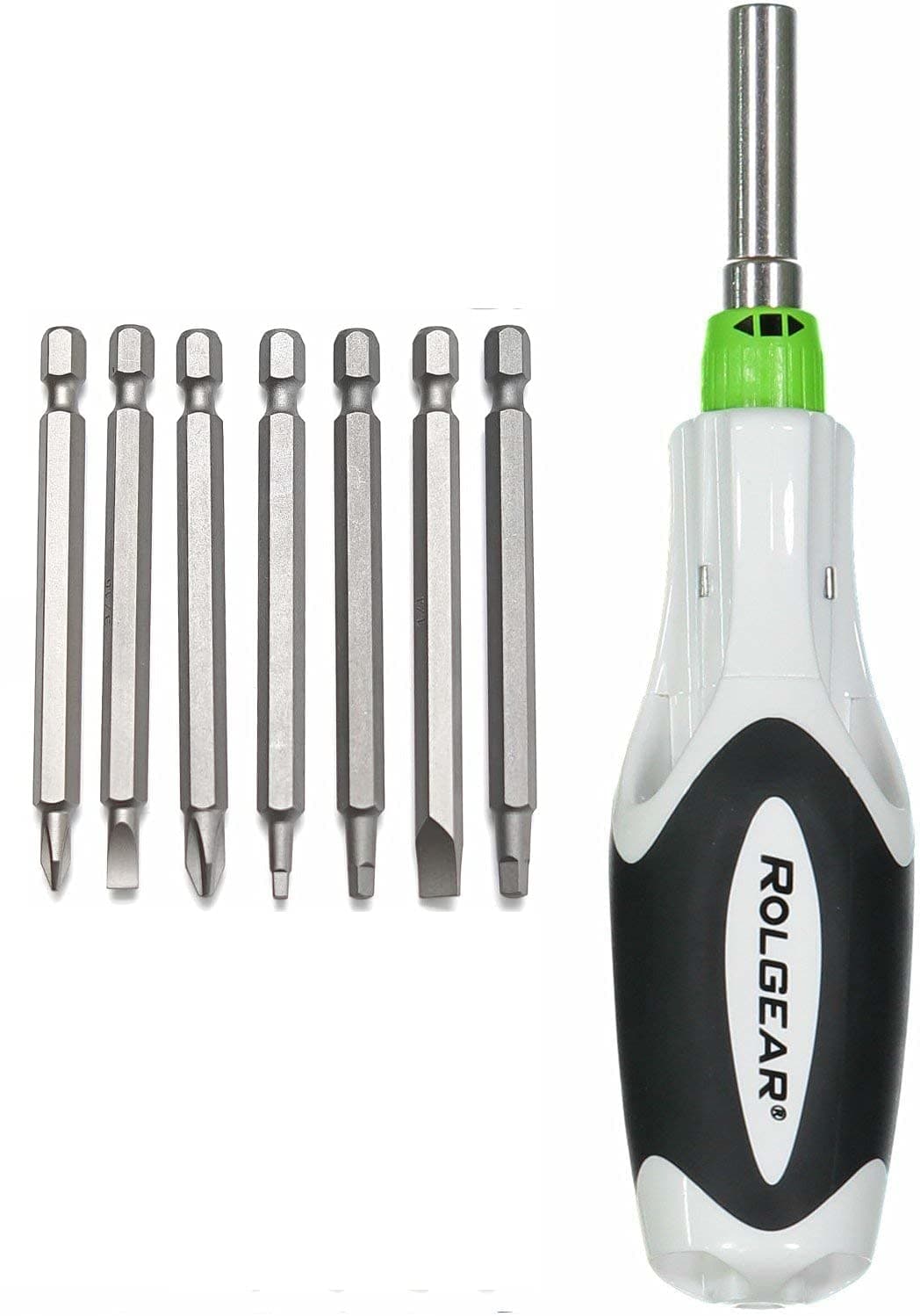 Rolgear 8 in 1 Multi bit Silent Ratchet Screwdriver - Premium Power Bits Made to Last with Durable S2 Steel