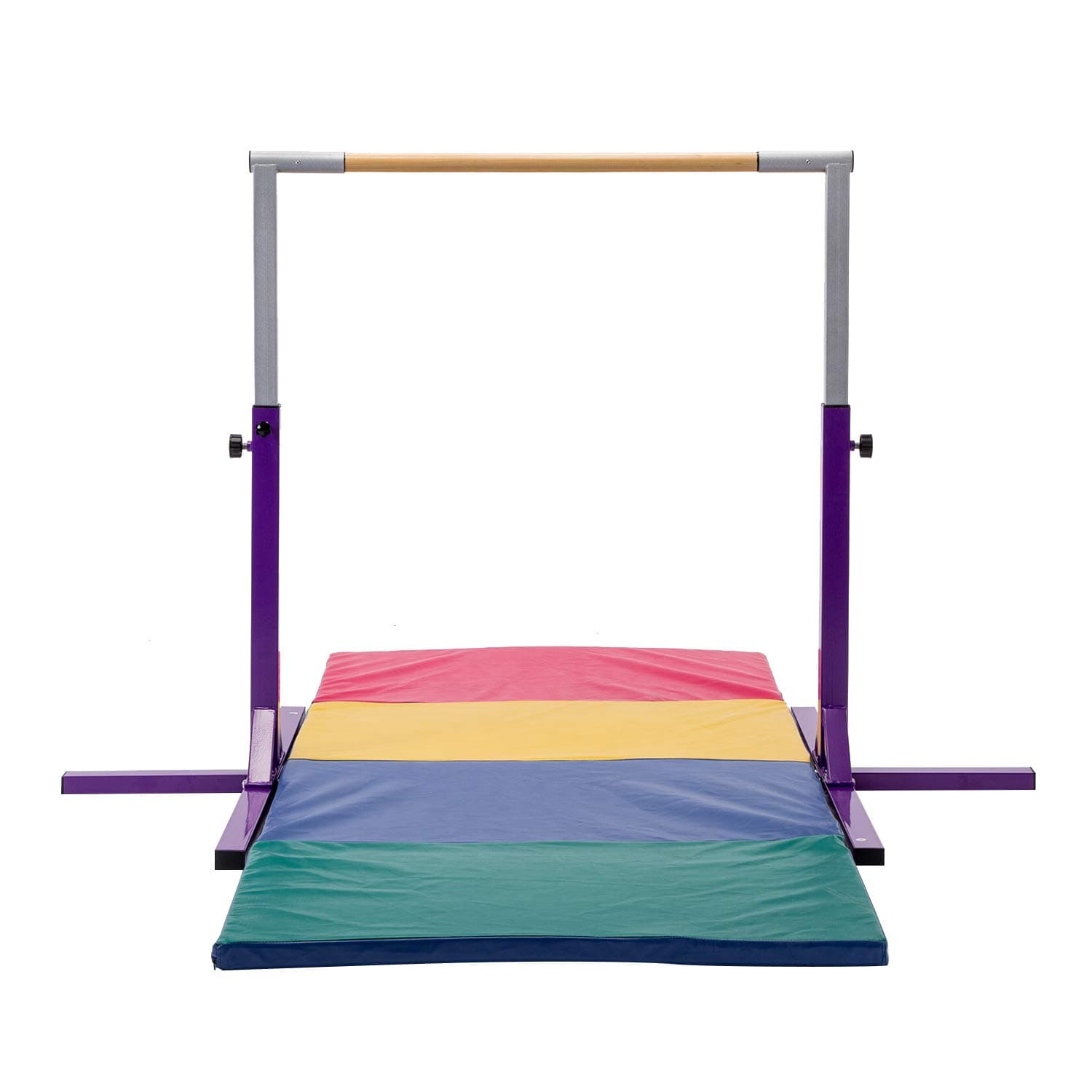 walsport Horizontal Gymnastic Bar with Folding Mat Combo Fitness Kip Bar Adjustable Height Expandable Equipment Junior Training Bar for Kids Purple