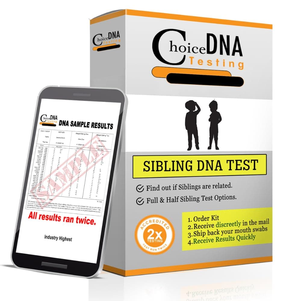 Choice DNA Full or Half Sibling DNA Test Home Kit, Sibling DNA Testing Kit with 4 Swabs Per Person, DNA Kit with All Lab Fees Included, Results in 2-6 Business Days