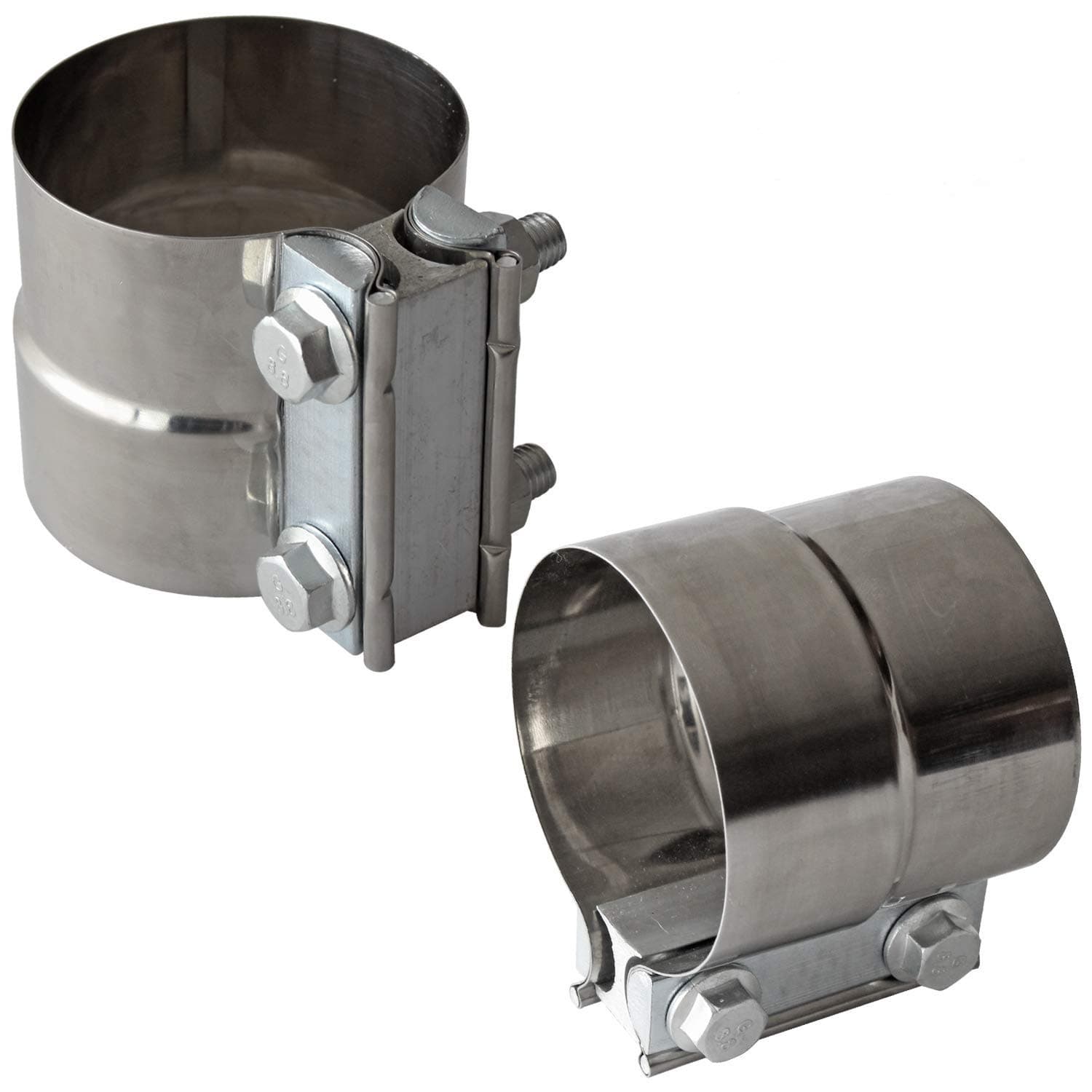 3" Inch Exhaust Clamps Stainless Steel Muffler Band Clamp for 3" Inner Diameter to 3" Outer Diameter Turbo Downpipe Tip Car System Connection (2 Pack)