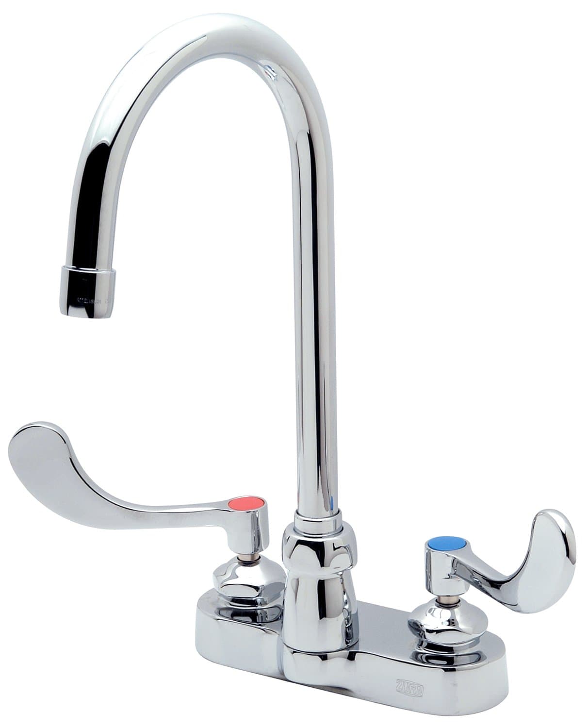 Zurn Z812B4-XL AquaSpec Gooseneck Faucet, 4" Centerset, 5 3/8" Spout, 2.2 GPM Pressure-Compensating Aerator, 4" Wrist Blade Handles, Chrome