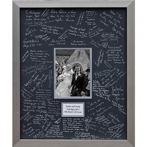 Personalised Wedding Guest Book Frame – SILVER - Contemporary alternative to the traditional guest book (Black-Silver-Portrait)