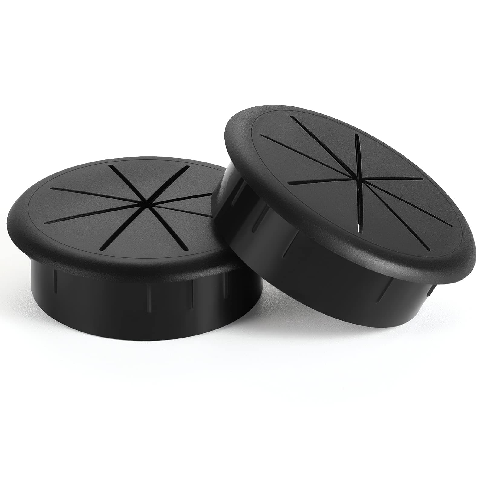 HYCC 5 Pack 2-3/8 Inch Flexible Desk Grommet,Organize Wires and Cables on Office Equipment, Computer Components, Entertainment Systems Effectively - Color: Black