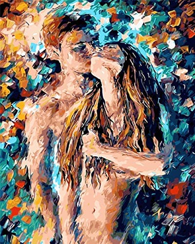 Diy Oil Painting, Paint by Numbers for Adults, Full Set of Accessories, 16 by 20 Inch (Passion Couple Sexy)