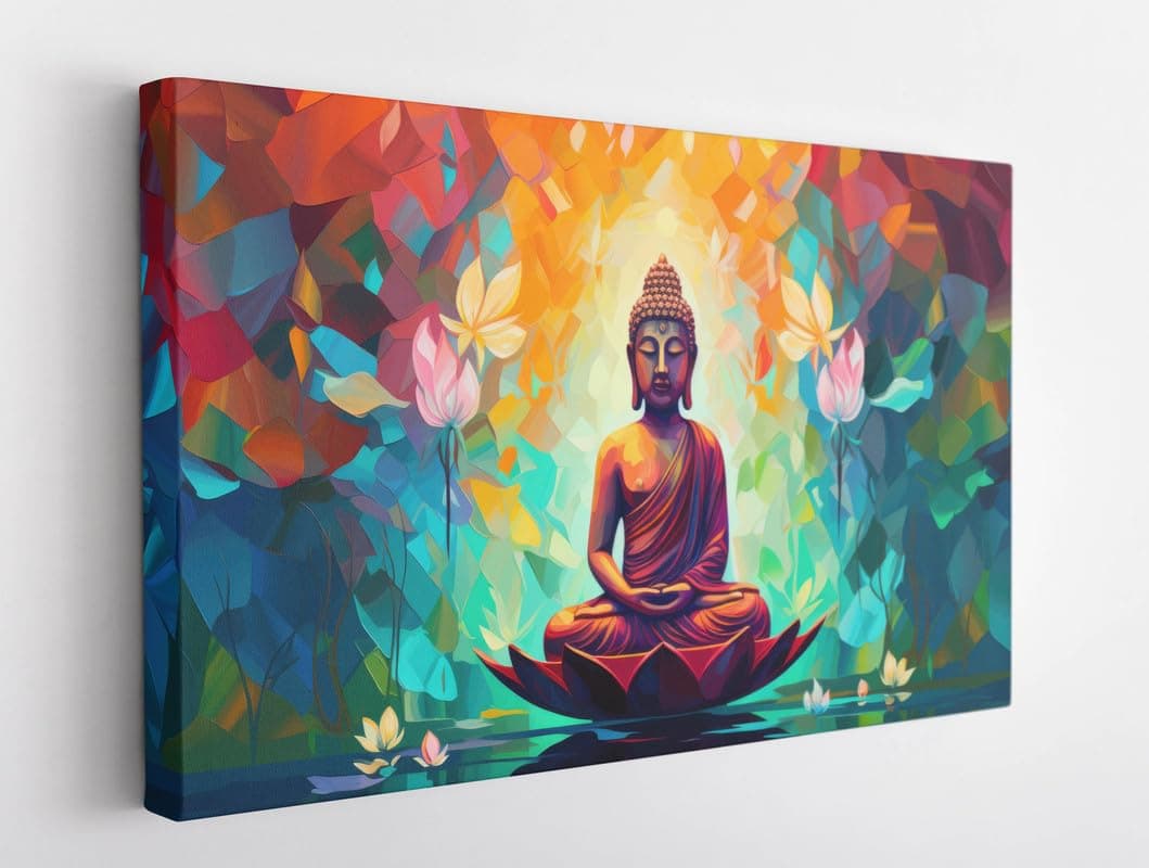 BPA® Buddha Wallpaper Canvas Wall Art Framed For Bedroom Living Room Artwork Home Décor (30x40)