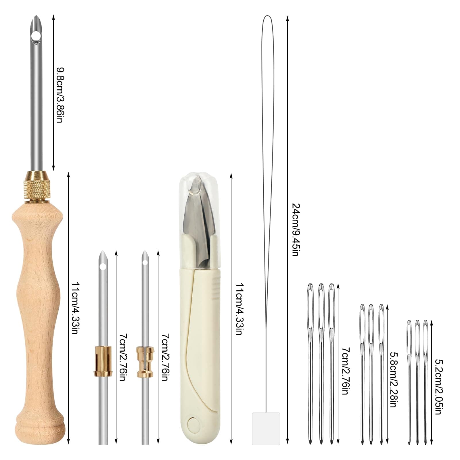 JSRQT Punch Needle Tool Set,Punch Needle Starter Kit,Adjustable Wooden Needle Punch,Rug Hooking Beginner Kit for Adults Beginner Embroidery