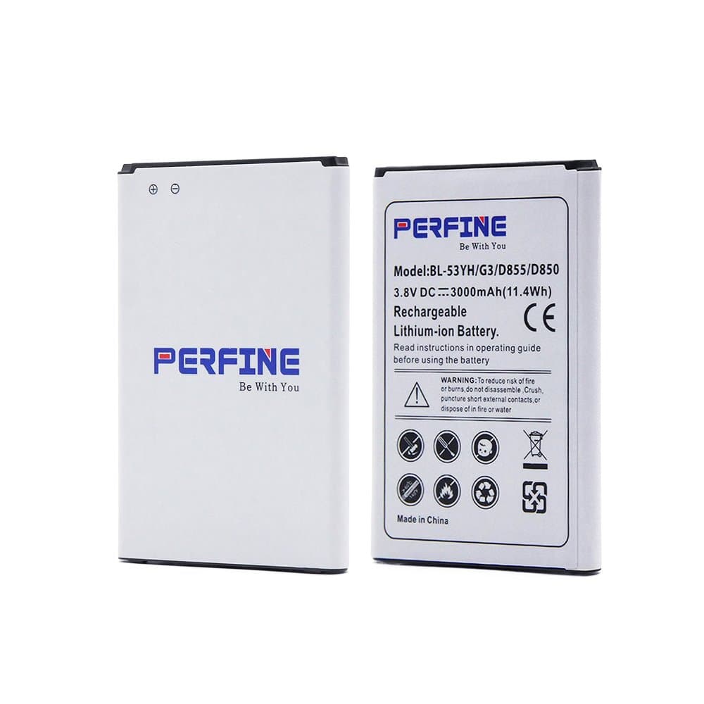 Perfine 3000mAh Rechargeable Li-ion Battery Replacement for LG G3 BL-53YH / D855/D850/LS990/D830 Standard Built in battery Original lithium ion battery Standard battery