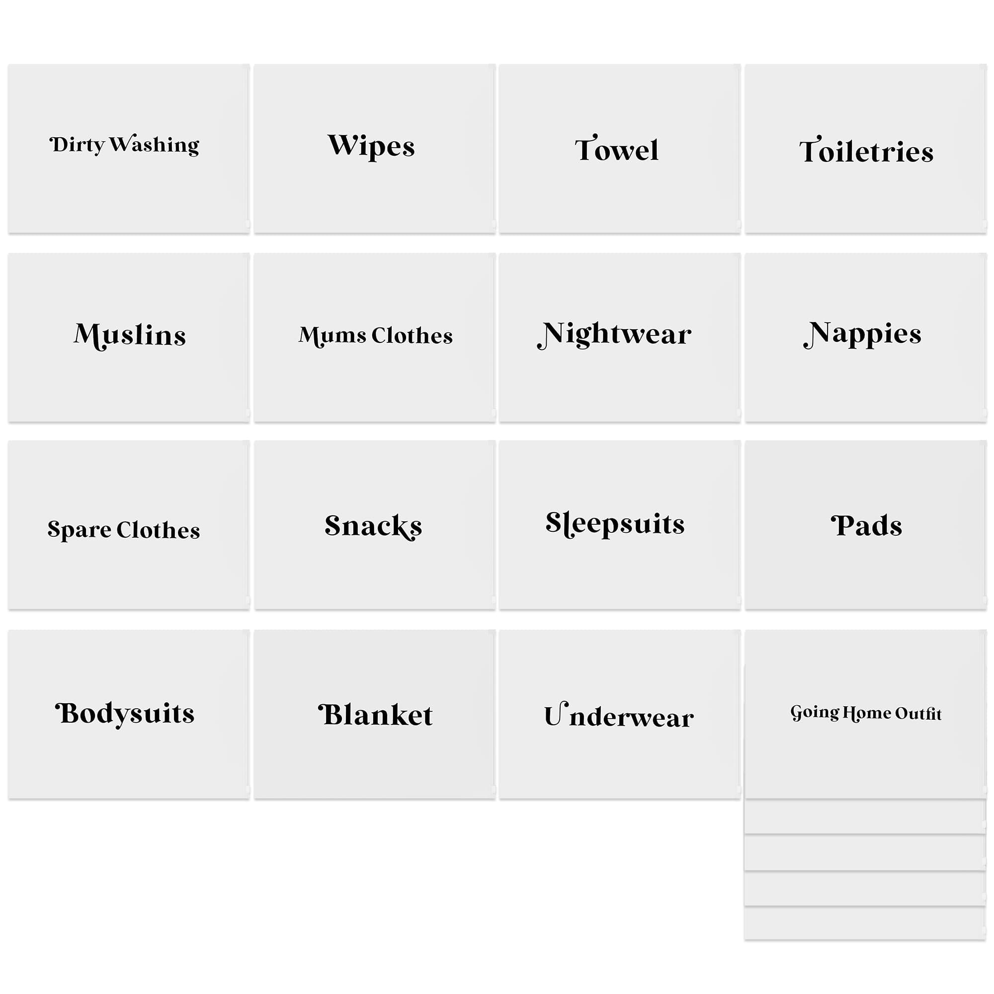 20Pcs Hospital Bag Organiser Pouches, 48 * 28cm Hospital Bag Maternity Essentials Labelled, Reusable Plasitc Bags with Ziplock for Mum to Be and Newborn Baby - Labor & Delivery