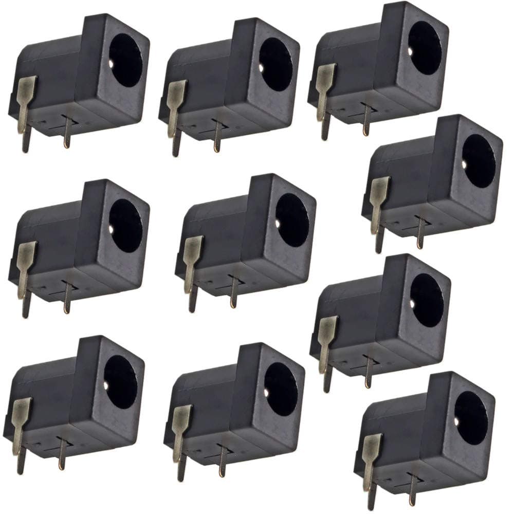 Breadboard-Friendly 2.1mm PCB Mounting Female DC Power Barrel Jack (Pack of 10)
