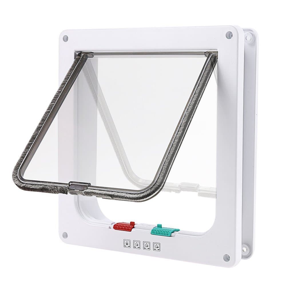 Tencro4-Way Locking Cat Flap Small Dogs Door in & Out Safe Pet Door with Liner