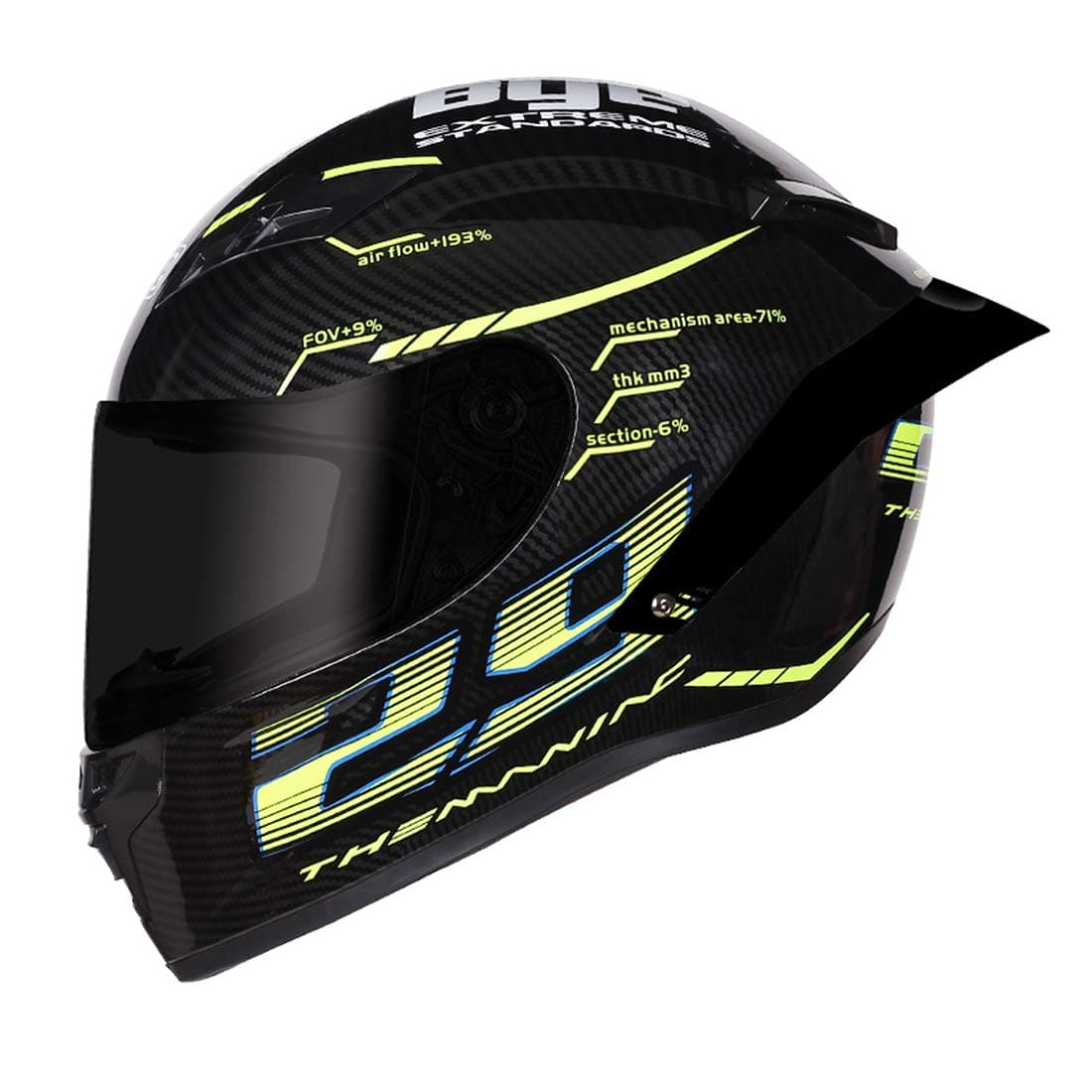 Mangen Full Face Carbon Fiber Motorbike Dual Sport Motorcycle Helmet Urban Scooter Helmets 29 Carbon Pattern (Smoke Shield, XL (61-62cm))