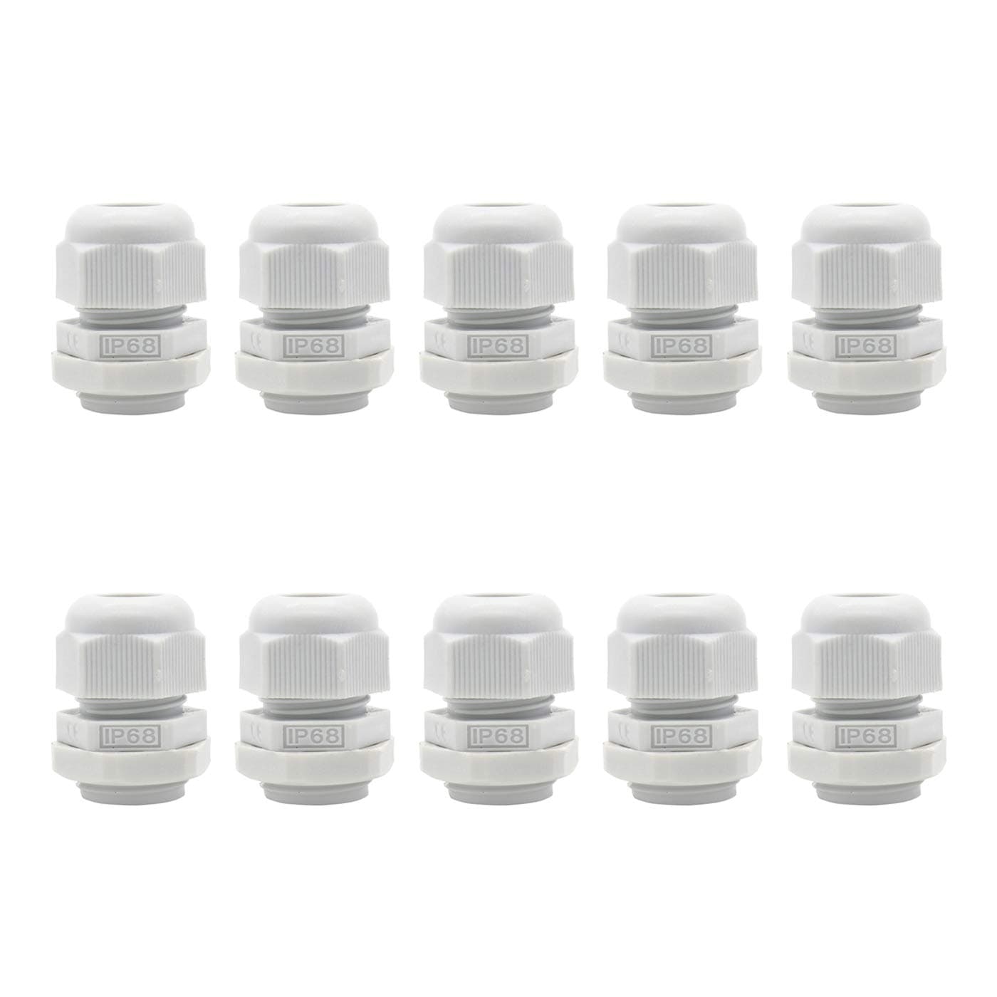 10PCS IP68 Waterproof Cable Gland White PG11 Plastic Connector Nylon Cable Glands Screw Joints For 11-15mm Cable