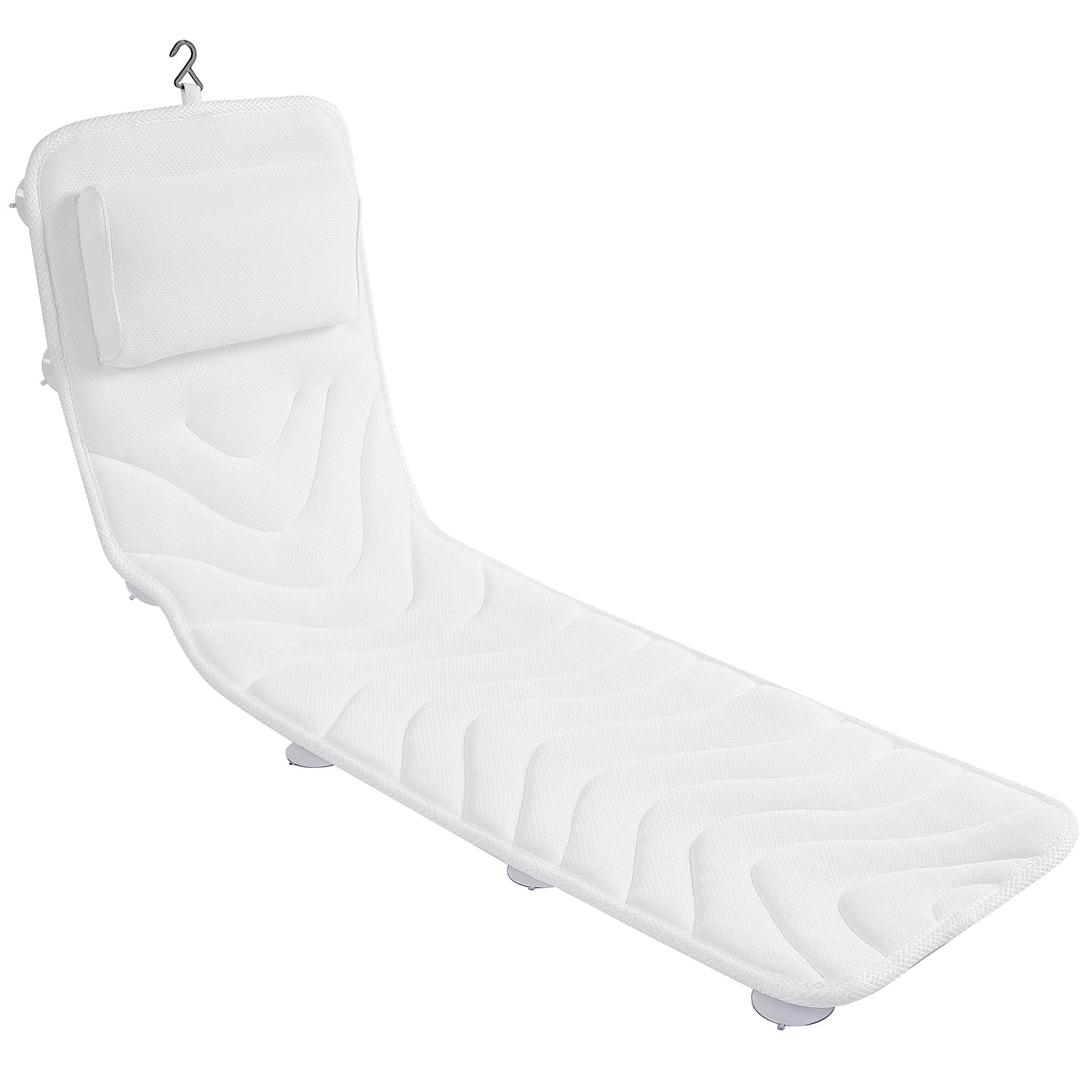 Full Body Bath Pillow for Bathtub, Non-Slip Bath Pillows for Tub, Spa Bathtub Pillow Cushion for Headrest Neck Shoulder and Back Rest Support，Relaxation Spa Accessories-50 x 15" (White)