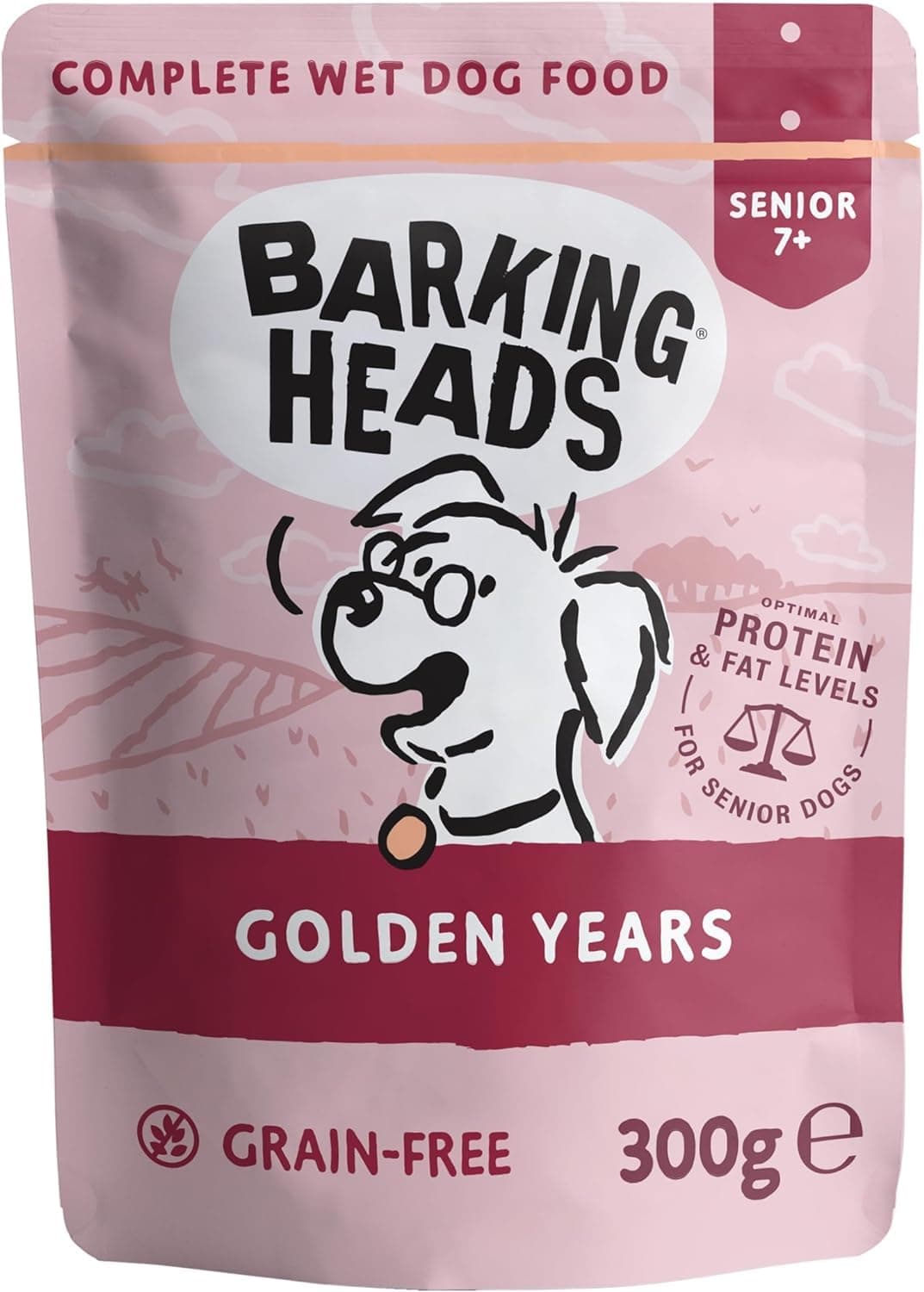 Barking Heads Wet Dog Food for Senior Dogs - Golden Years - Free-Run Chicken & Salmon - No Artificial Flavours - Grain-Free Recipe with Optimal Protein & Fat Levels for Senior Dogs (10 x 300 g)