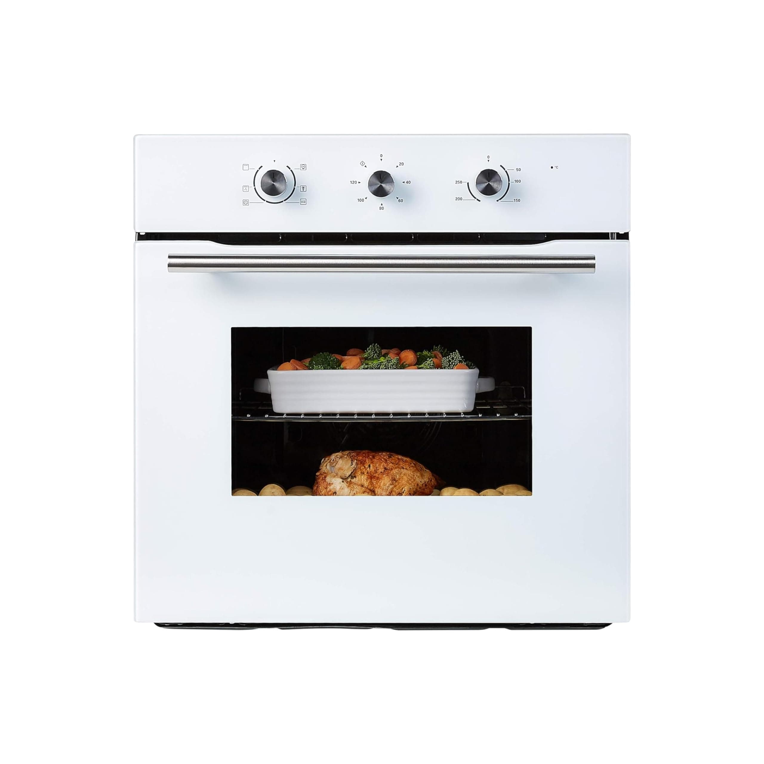 COF600WH 60cm White Built-in Single Electric Fan Forced Oven & timer