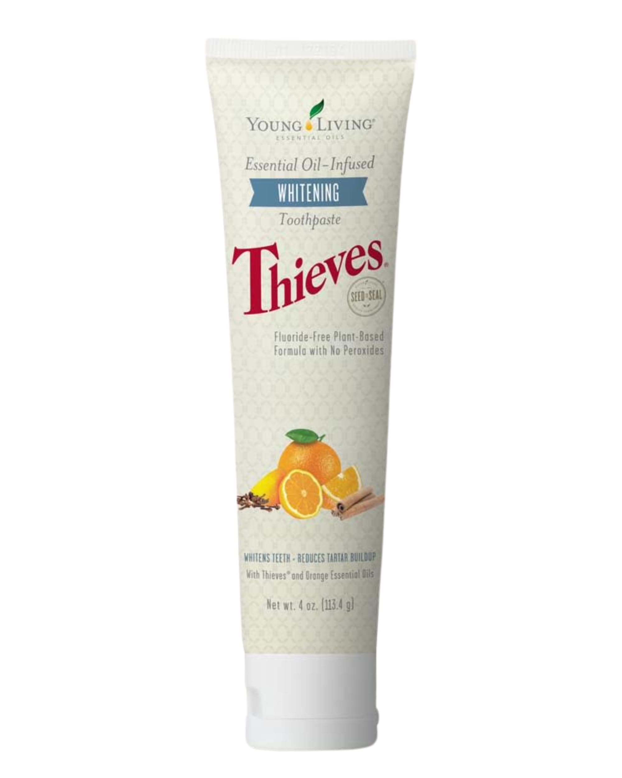 Young Living Thieves Whitening Toothpaste - Natural Oral Care for a Bright Smile - Fluoride-Free Formula - 4 oz Tube - Certified Ingredients for Fresh and Healthy Teeth
