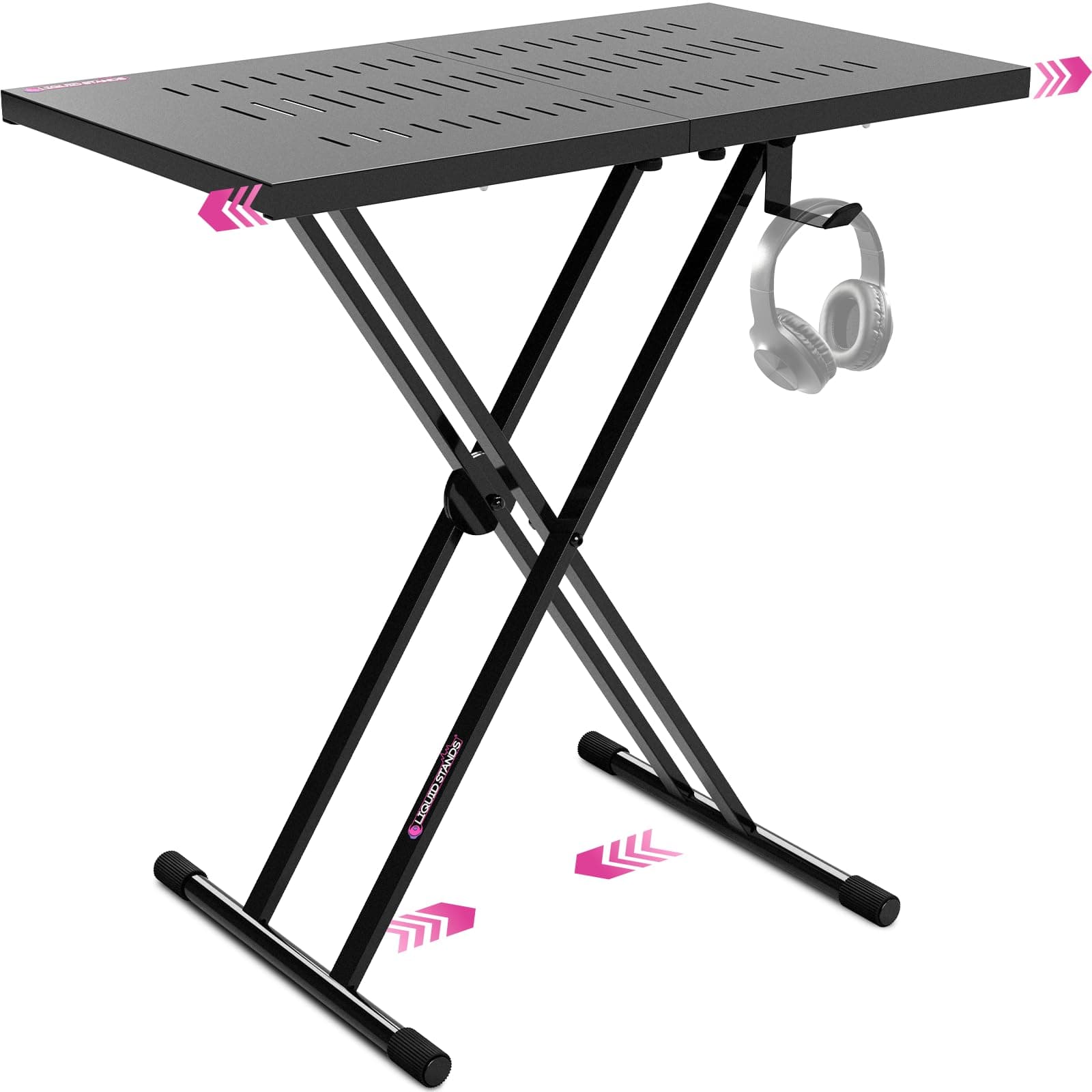 Liquid Stands Expandable DJ Table Stand Portable Audio Mixer Stand - DJ Stand for Laptop & Controller - Midi Keyboard Stand & Synth Stand - DJ Booth Portable X Style Keyboard Stand & Tabletop DJ Desk