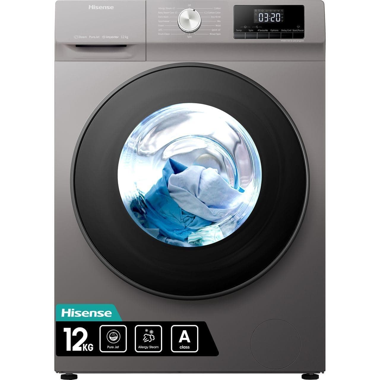 WFQA1214EVJMT 12kg Washing Machine with 1400 rpm - Titanium - A Rated