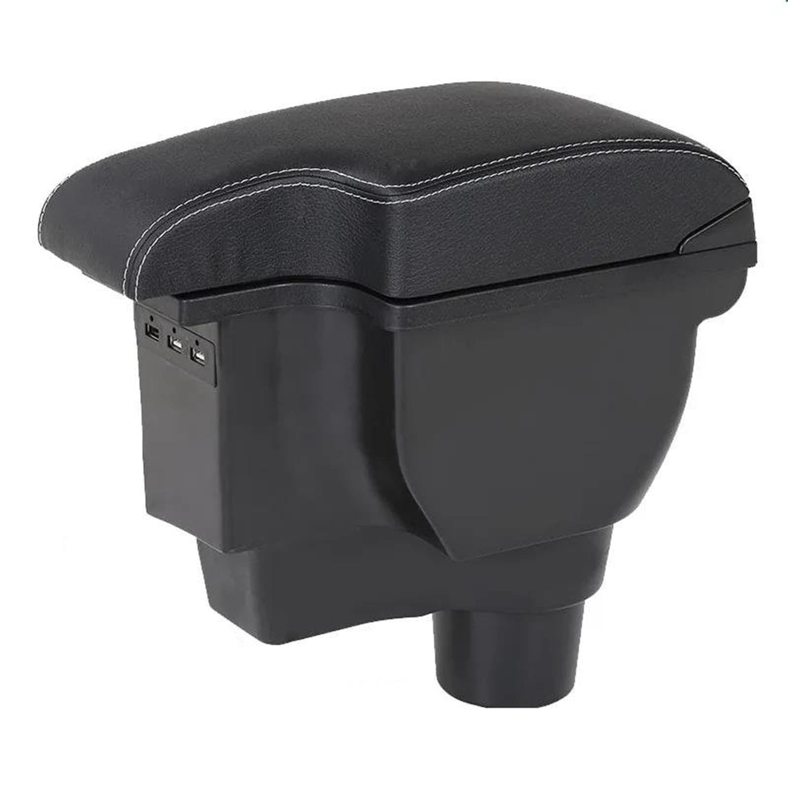 SATUSAcar interior decoration box Car Auto Storage box Car accessories Retrofit parts Interior details For Kia Rio 4 Rio X-line K2 2015-2020 (Color : A3 Black leather)