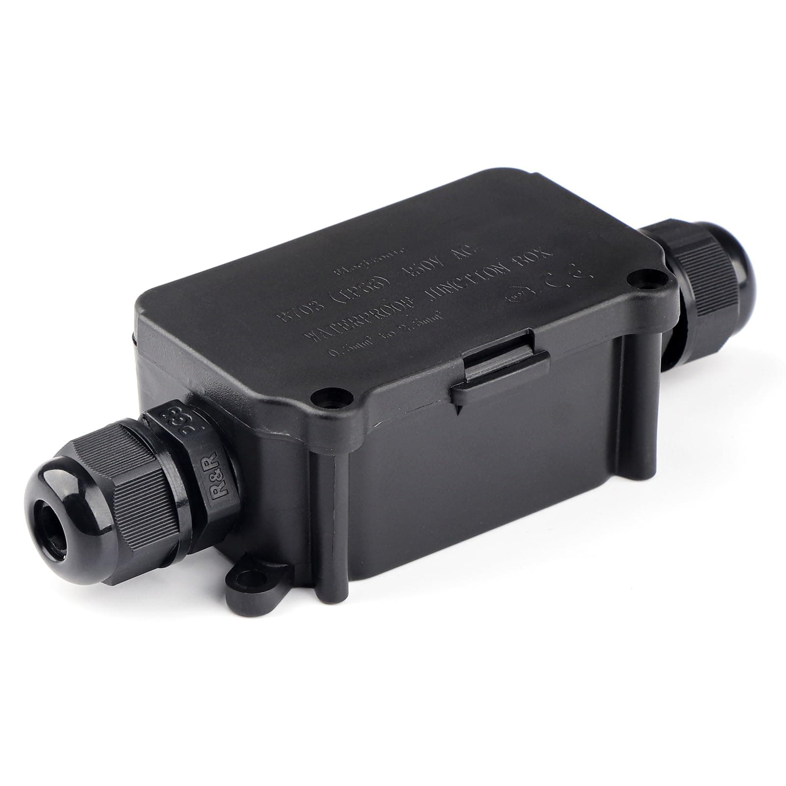 IP66 Junction Box Waterproof Outdoor 2 Cable PG9 Black Plastic Connector Gland Electrical
