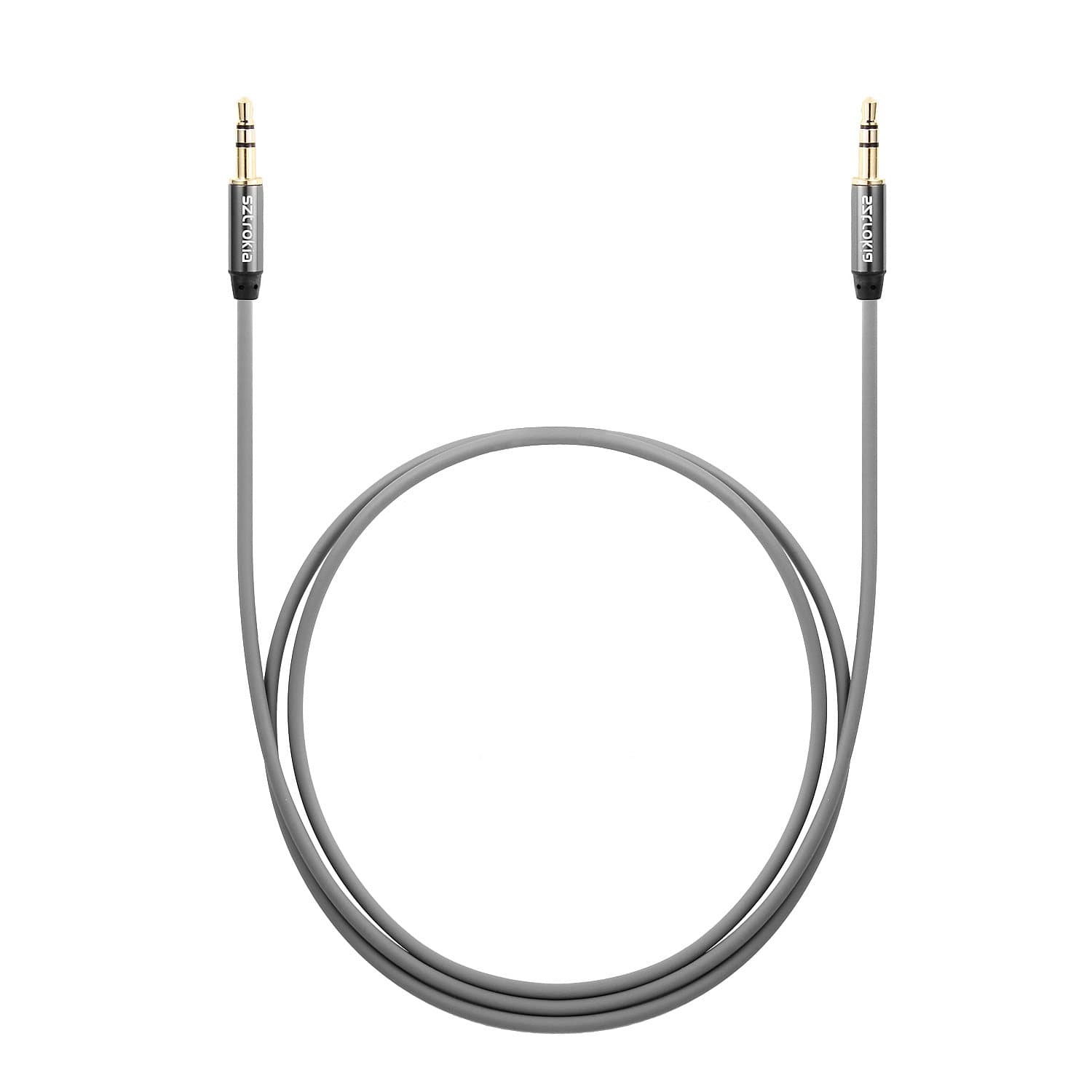 Sztrokia Gold Plated Plugs Designed 1.5 Meter 3.5mm Male To Male Auxiliary Aux Stereo Audio Cable for iPhone 6 5 4 iPad Smartphone Tablet and MP3 Player Surport IOS and Android (grey) (1.5m)