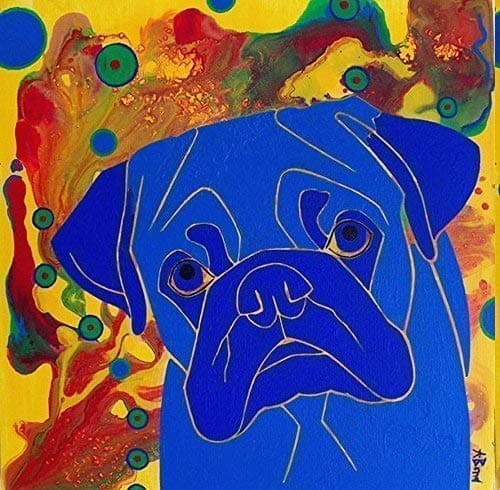 Pop Pug Tile Coaster, Dog Art Pug Decor by Angela Bond