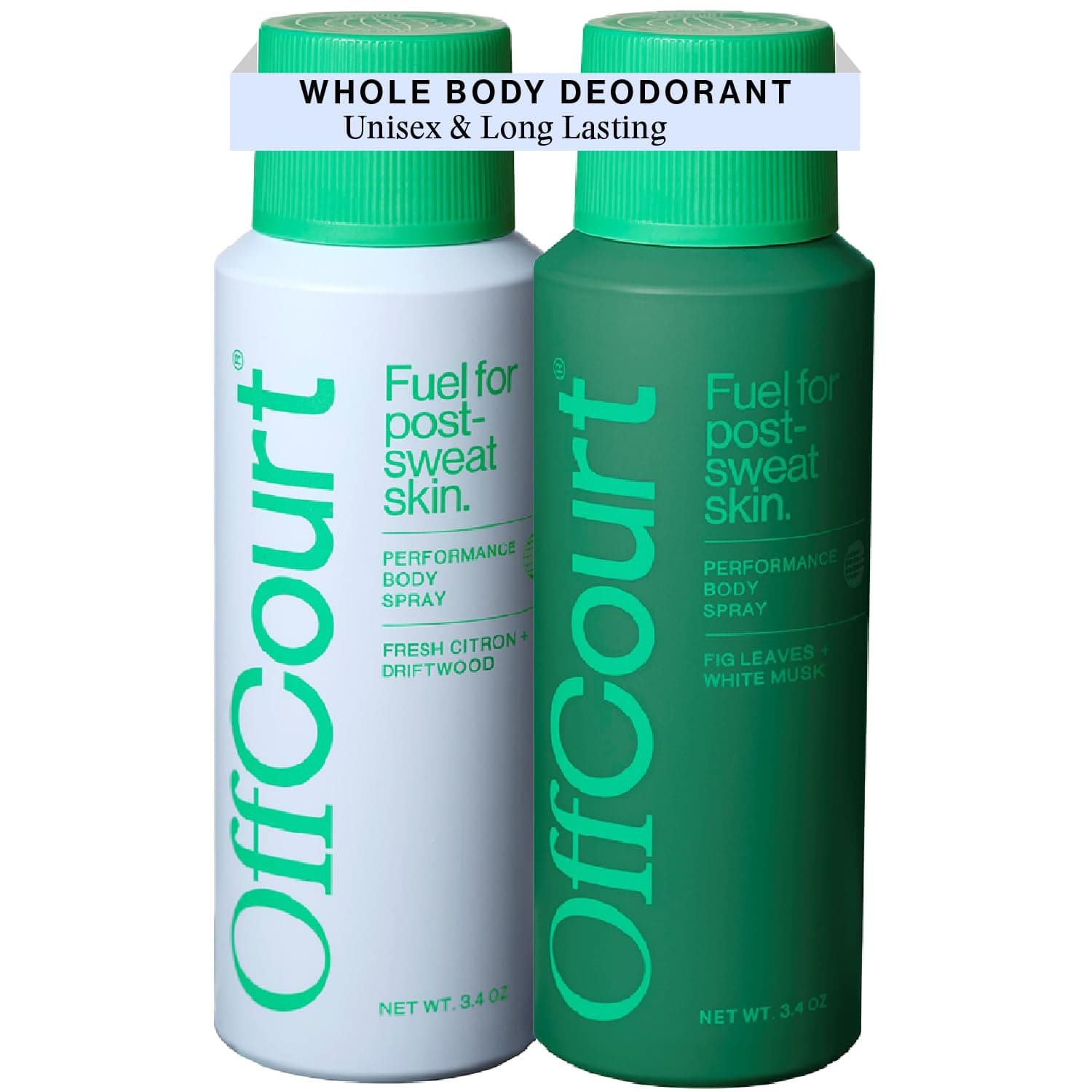 OffCourt - Natural Deodorant Body Spray for Men and Women - Aluminum Free - Whole Body Deodorant for Women and Men - Multi-Scent Pack with Citrus and White Musk, 3.4 Ounce (Pack of 2)