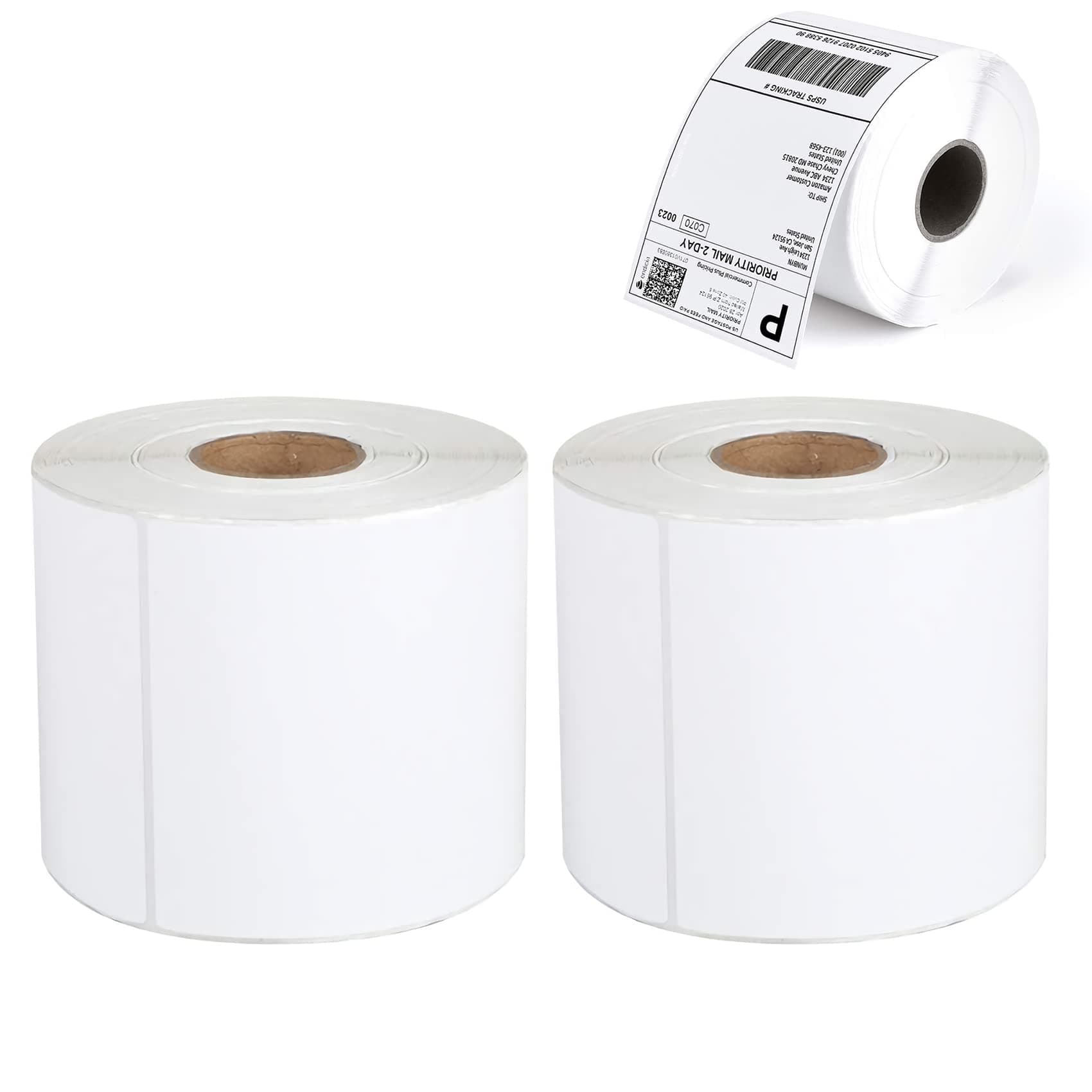 [2 Rolls, 700 Labels] 4"x6" Direct Thermal Shipping Label Compatible with Zebra Printers, Blank Shipping Labels for Amazon FBA,UPS, USPS, Fedex, DHL, Endicia, eBay (2 Roll - 350 Labels per Roll)