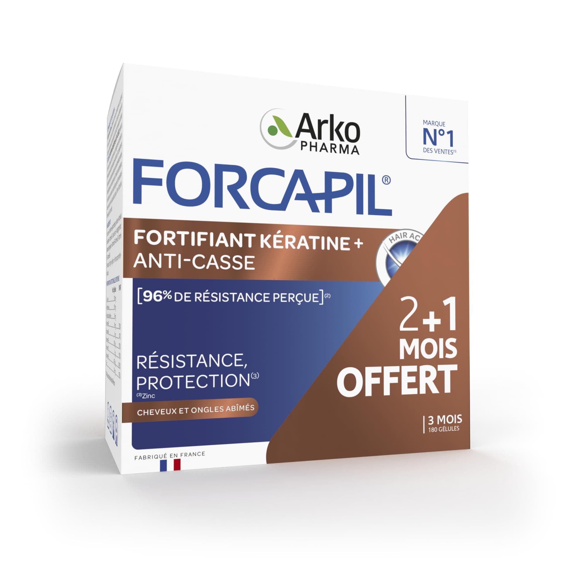 Arkopharma Forcapil Keratin Fortifying Hair and Nails - 180 Capsules
