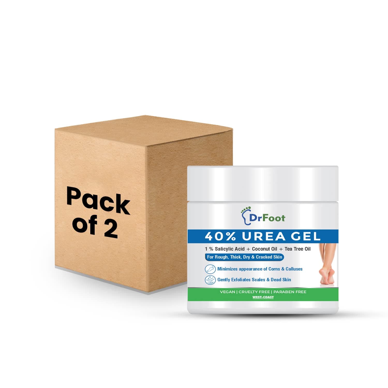 Dr Foot | Foot Cream for Cracked Heels | Feet Dead Skin Remover | Urea Cream | Crack Heel Repair Cream | 40% Urea Gel & 1% Salicylic Acid | Foot Cream for Dry Feet | Foot Care Cream | Pack of 2