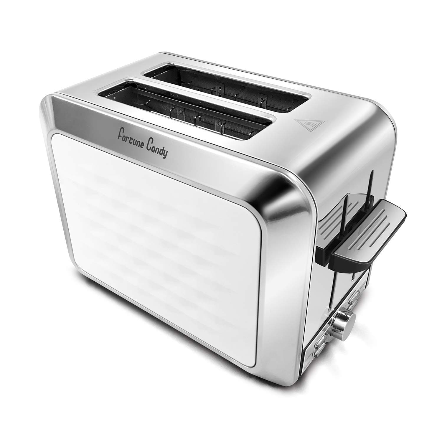 Fortune Candy Toaster, Diamond Pattern, 2 Slice, Stainless Steel, Toaster for Bagels, Wide Slots Toaster (White)