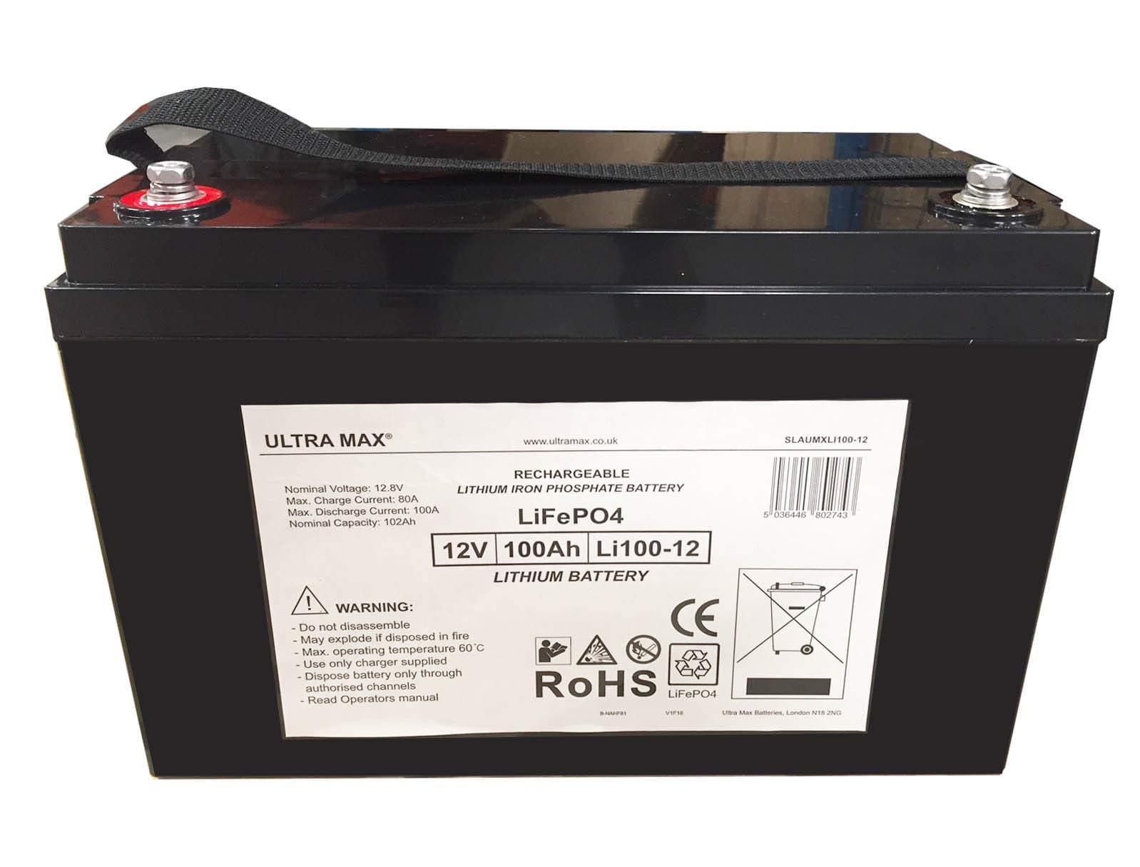 ULTRAMAX 12V 100Ah LFP LiFePO4 LITHIUM PHOSPHATE BATTERY For Electric Bikes