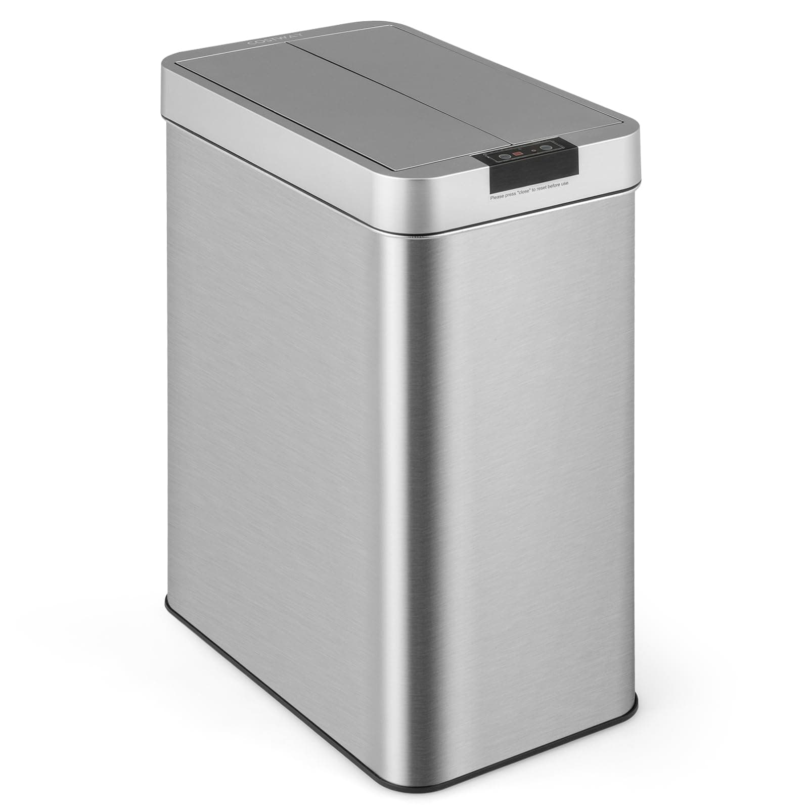 TANGZON 50L/60L Automatic Sensor Kitchen Bin, 3-Layered Stainless Steel Touchless Infrared Motion Waste Bin with Soft Closure Lid, Fingerprint-Proof Smart Trash Can Dustbin for Home (50L, Silver)